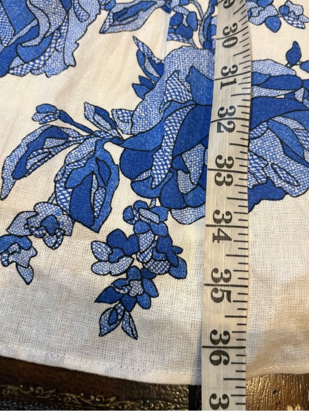 CeCe Blue & White linen blended Floral Tiered Mini Dress size S - Picture 8 of 11